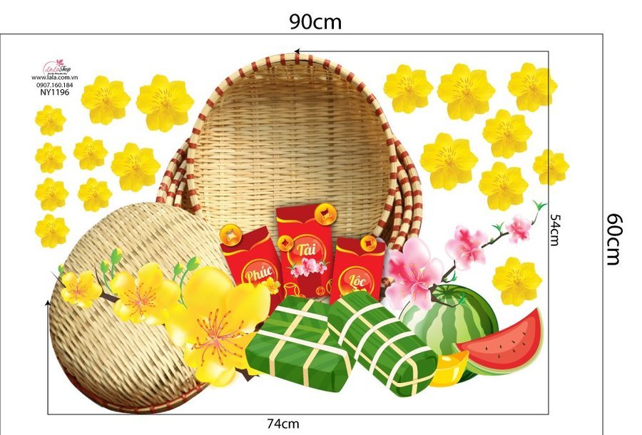 Combo Decal Trang Trí Tết Xuân Giáp Thìn Thần Tài Gõ Cửa