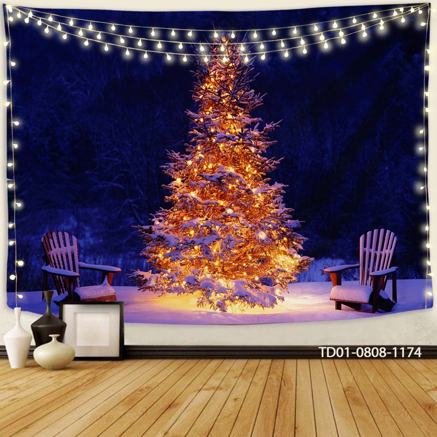 Tranh Vải Treo Tường Trang Trí Cây Thông Noel Mẫu 5