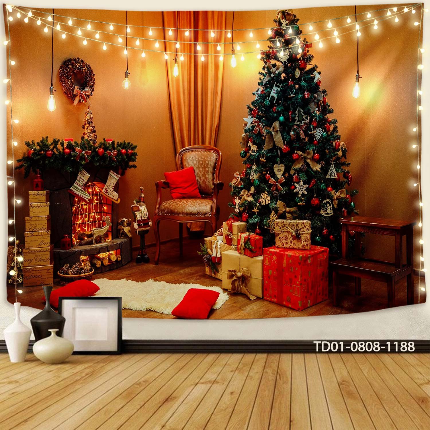 Tranh Vải Treo Tường Trang Trí Cây Thông Noel Mẫu 8