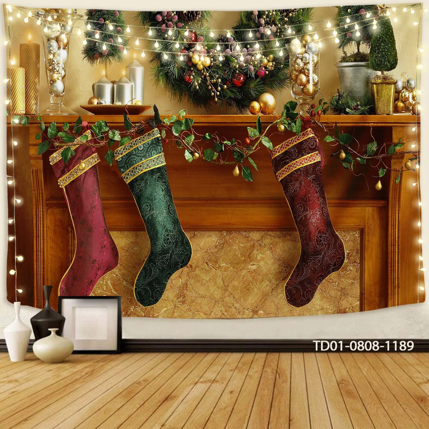 Tranh Vải Treo Tường Trang Trí Noel Hình Chiếc Tất Mẫu 2