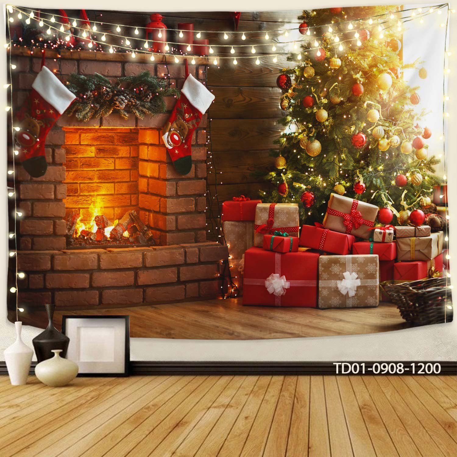 Tranh Vải Treo Tường Trang Trí Cây Thông Noel Mẫu 14