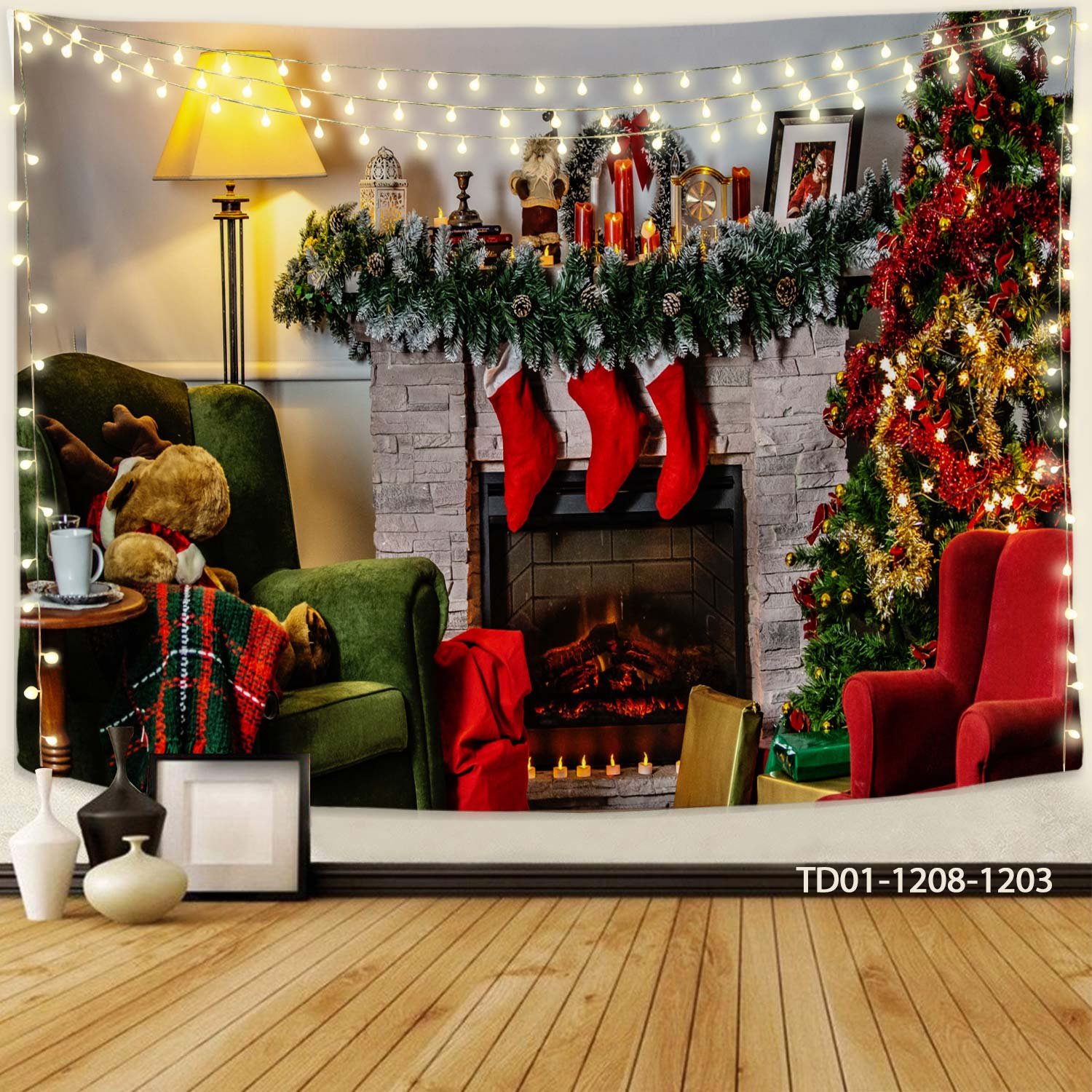 Tranh Vải Treo Tường Trang Trí Noel Hình Chiếc Tất Mẫu 3