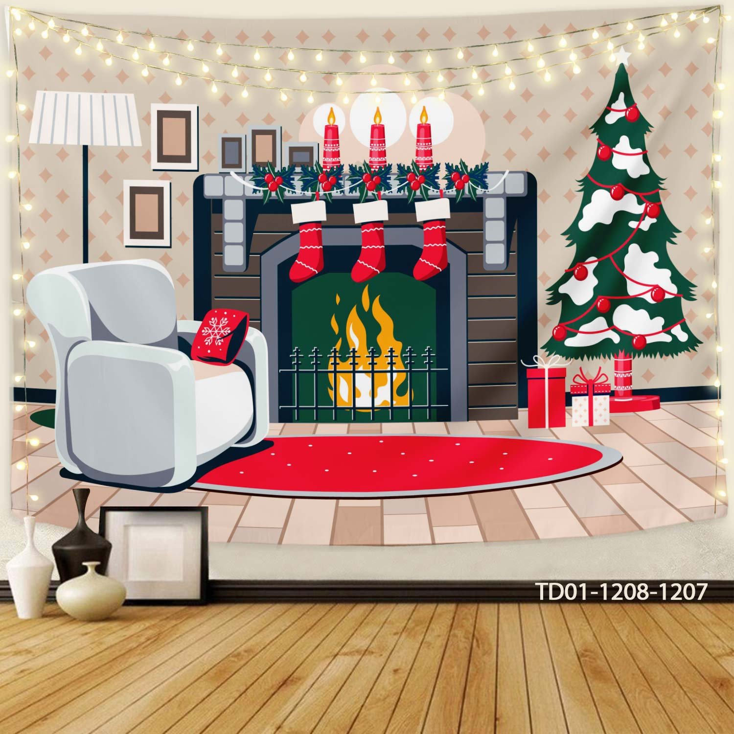 Tranh Vải Treo Tường Trang Trí Cây Thông Noel Mẫu 19