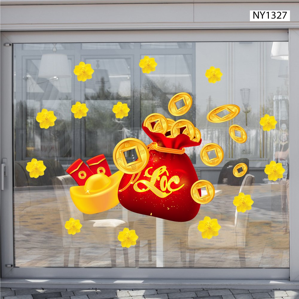 Decal Trang Trí Tết Túi Tiền Vàng Tài Lộc Mẫu 5