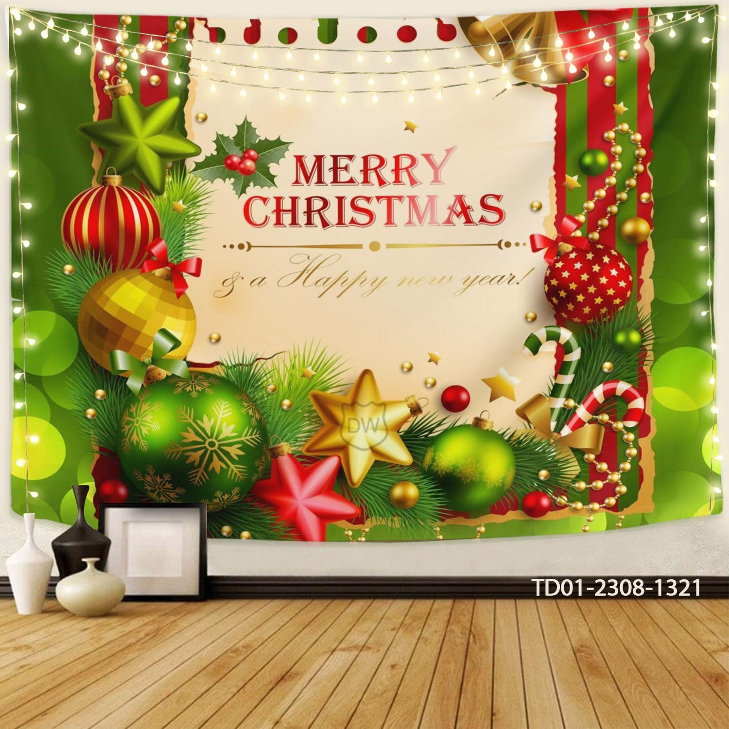 Tranh Vải Treo Tường Trang Trí Noel Merry Christmas & Happy New Year Mẫu 28