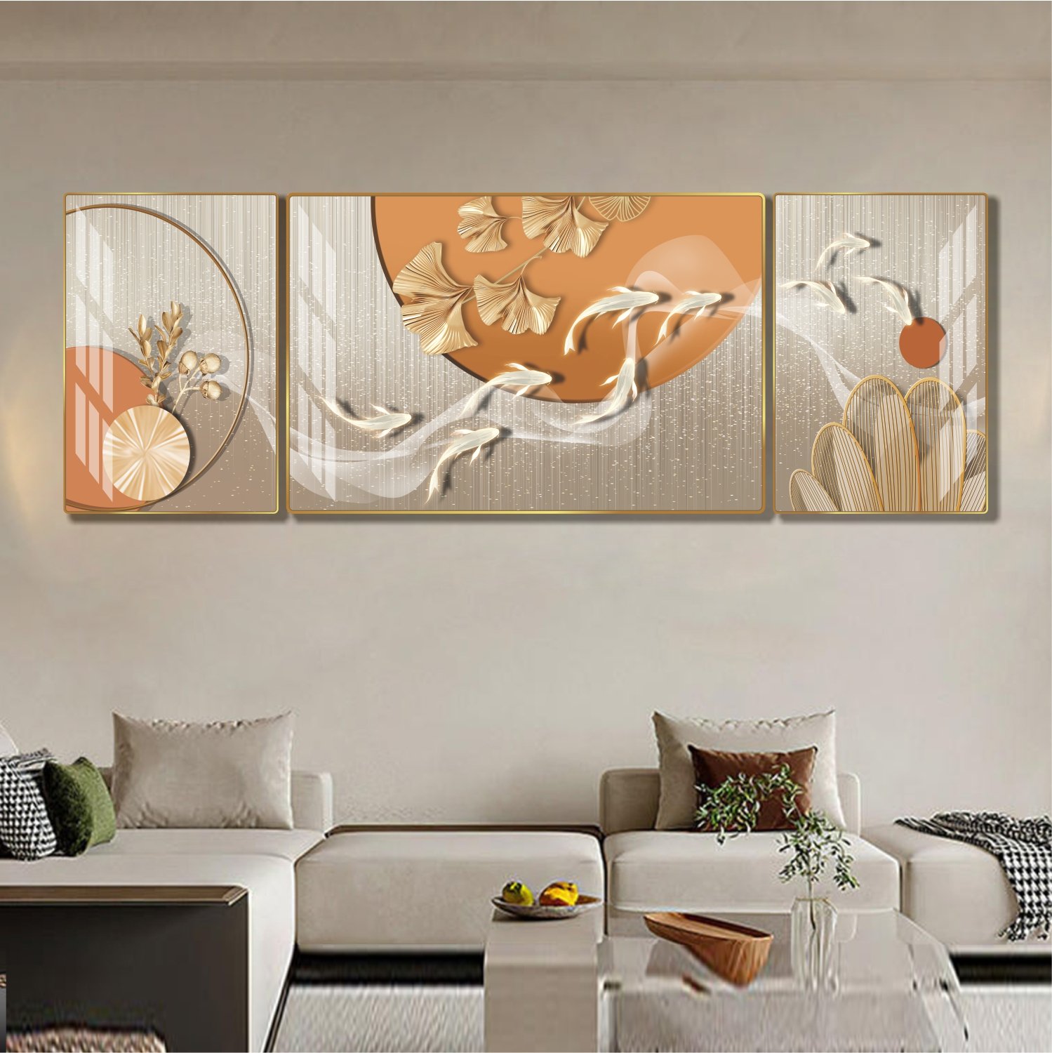 Tranh treo tường cửu ngư quần hội mẫu 934