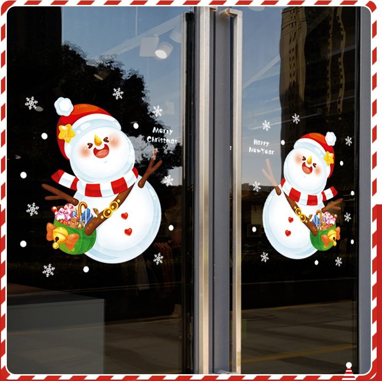 Decal tĩnh điện 2 mặt trang trí noel người tuyết vui nhộn
