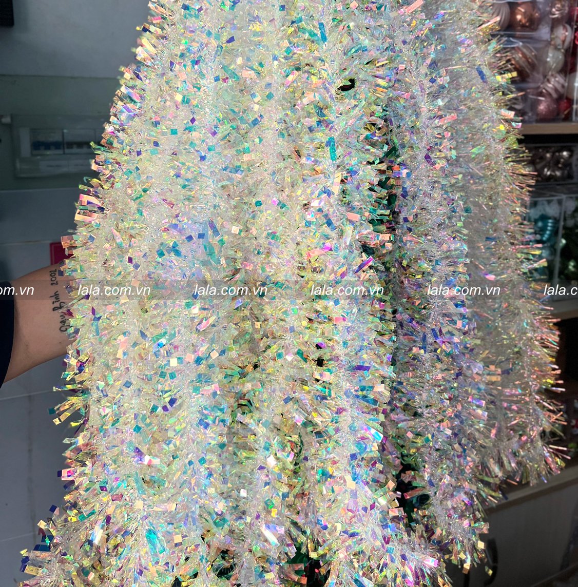Dây đuôi chồn lá kim tuyến lấp lánh sợi to trang trí noel - 2m