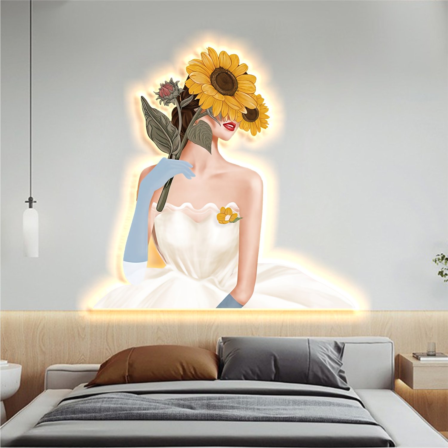 Tranh đèn tráng gương phòng khách hiện đại mẫu 250