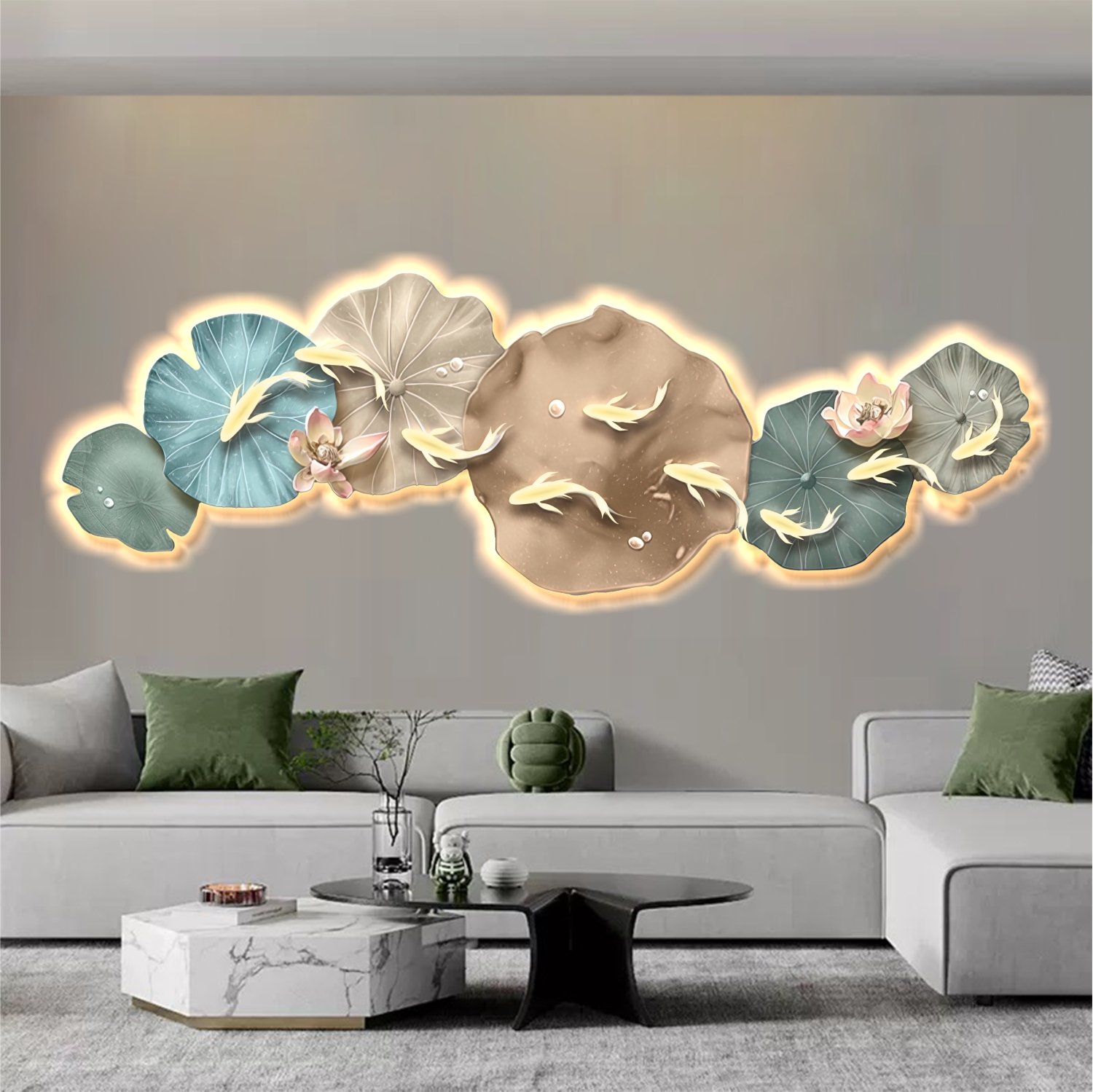 Tranh đèn tráng gương phòng khách hiện đại mẫu 261