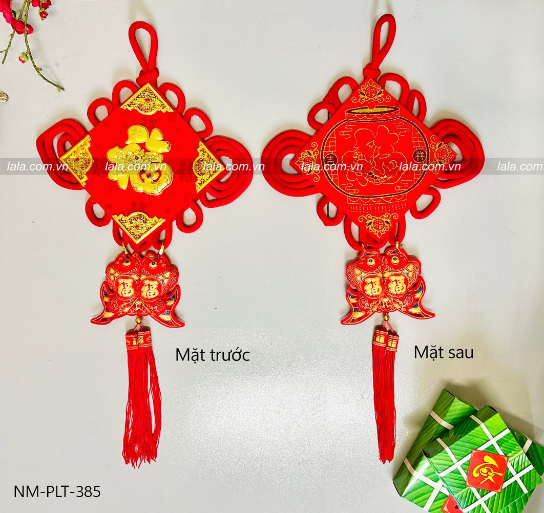 Liễn c&aacute; ch&eacute;p nhung đỏ chữ ph&uacute;c v&agrave;ng trang tr&iacute; tết mẫu 385