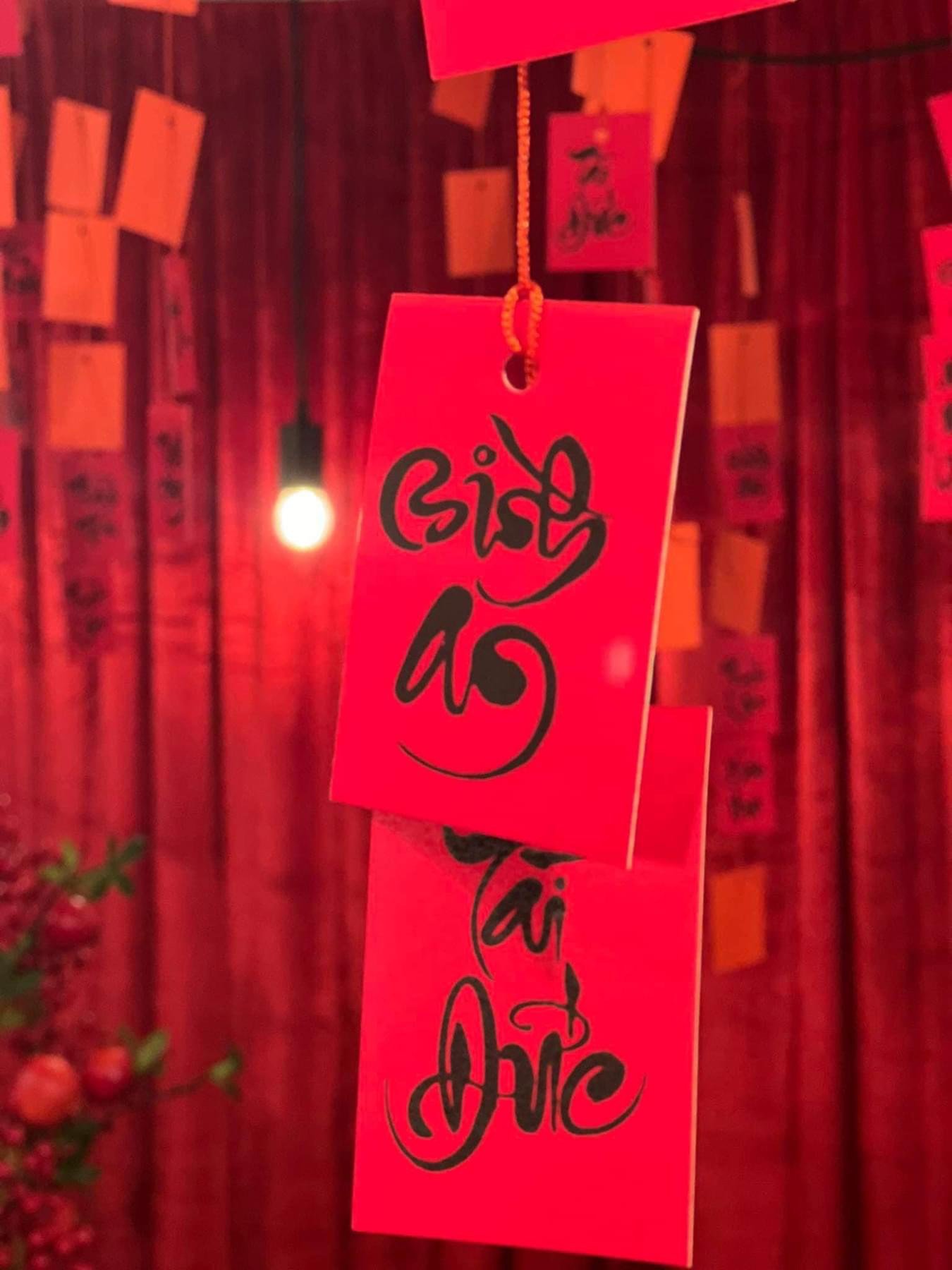 100 cái lộc treo tết 7x10cm chữ thư pháp trang trí tết mẫu 635