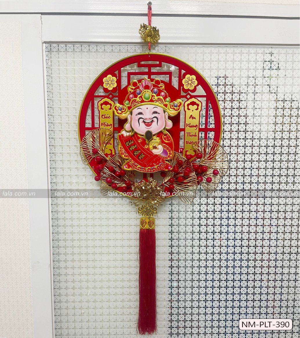 Liễn 40cm nhung đỏ thần tài đến tài lộc dồi dào treo cửa trang trí tết 390