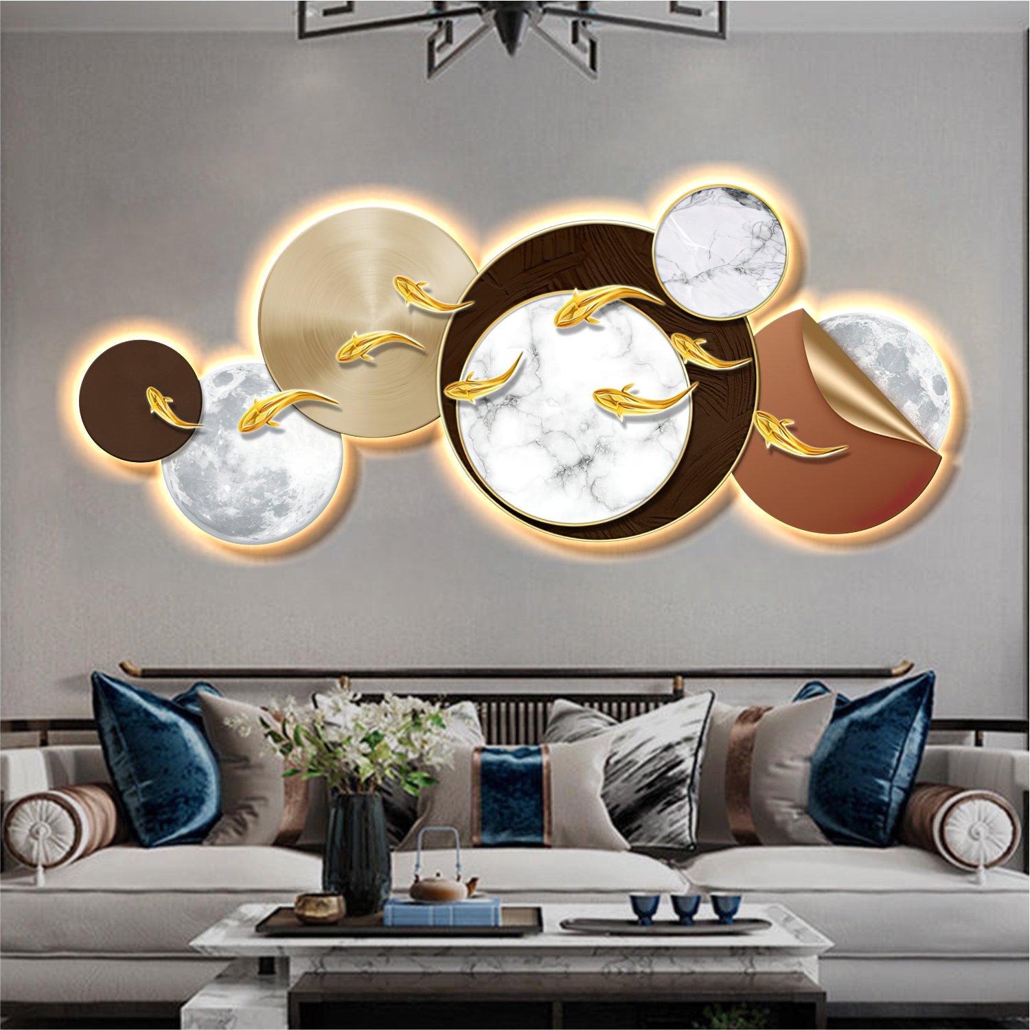 Tranh đèn LED tráng gương pha lê cao cấp mẫu 298