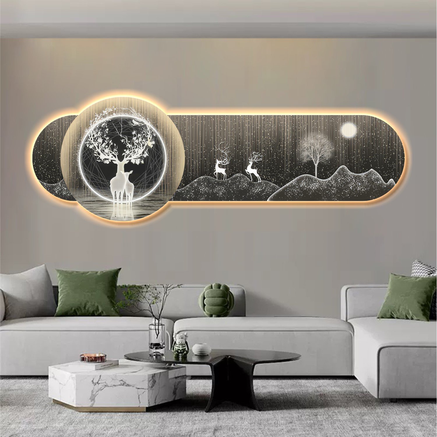 Tranh đèn tráng gương pha lê cao cấp mẫu 301