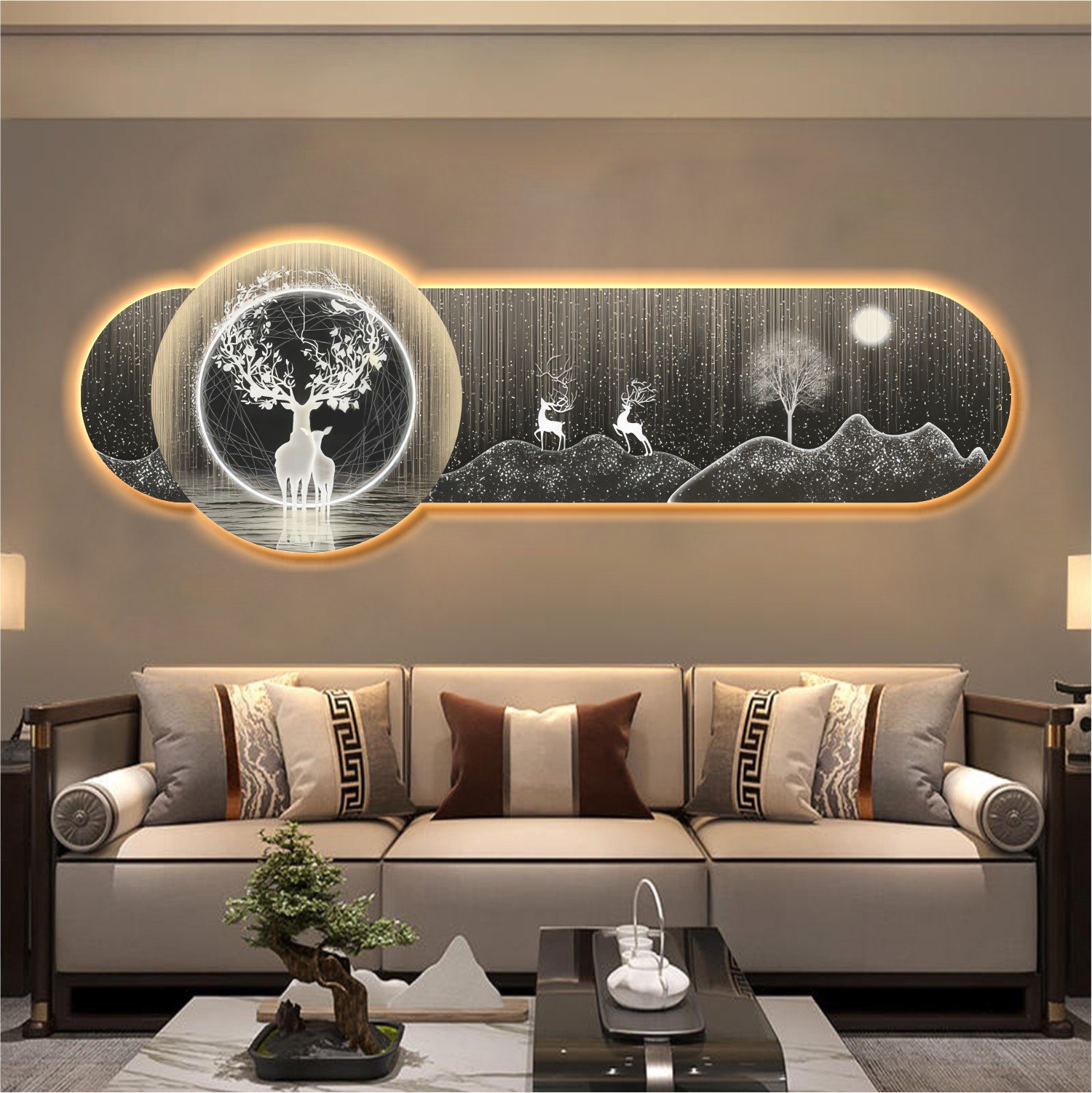 Tranh đèn tráng gương pha lê cao cấp mẫu 301