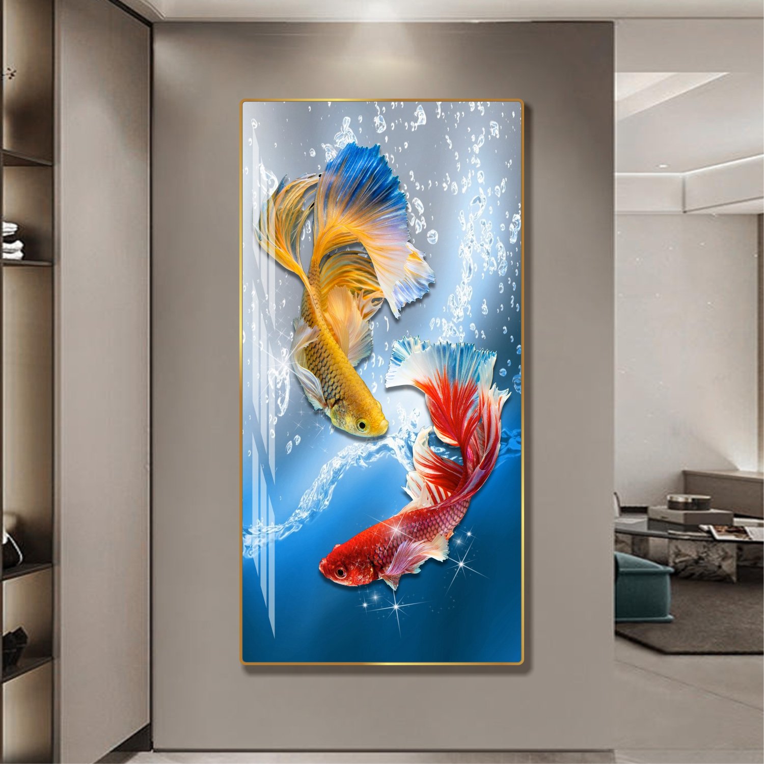 Tranh treo tường hoa nghệ thuật tối gi&atilde;n Nhật bản trang tr&iacute; ph&ograve;ng kh&aacute;ch mẫu 995