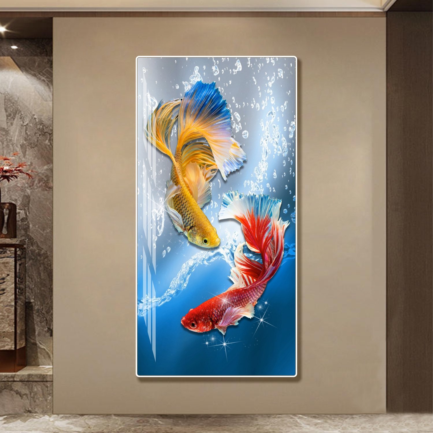 Tranh treo tường hoa nghệ thuật tối gi&atilde;n Nhật bản trang tr&iacute; ph&ograve;ng kh&aacute;ch mẫu 995