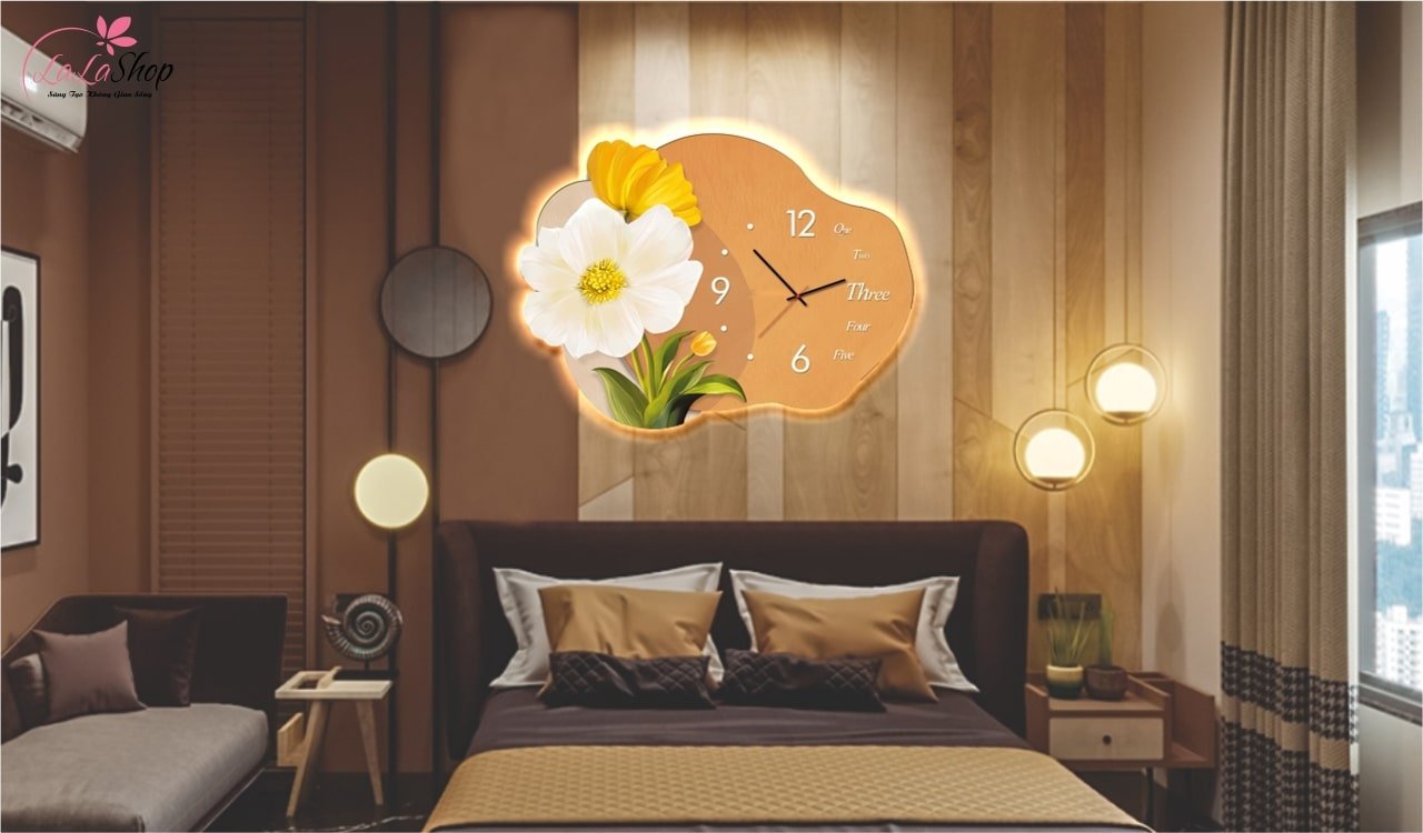Tranh decor phòng ngủ - Tranh đồng hồ là lựa chọn độc đáo để làm mới không gian phòng ngủ