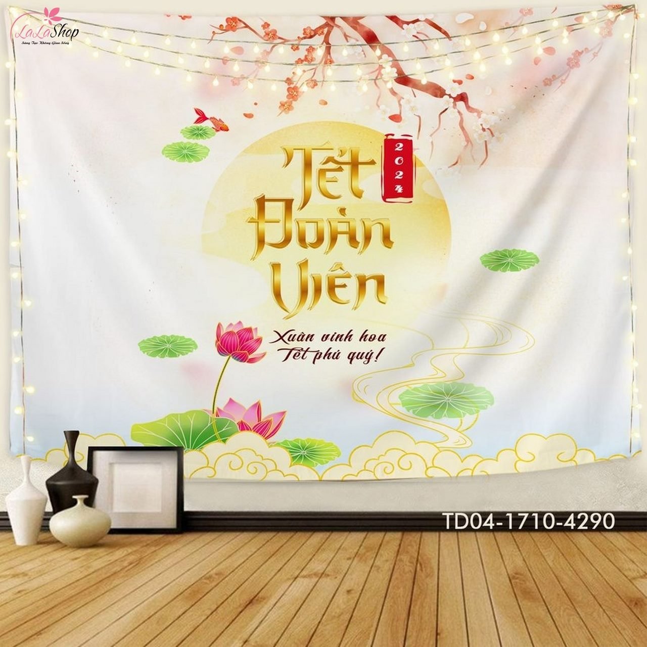 Tranh vải - Tết đo&agrave;n vi&ecirc;n, th&ocirc;ng điệp &yacute; nghĩa ng&agrave;y Tết sum vầy ấm c&uacute;ng