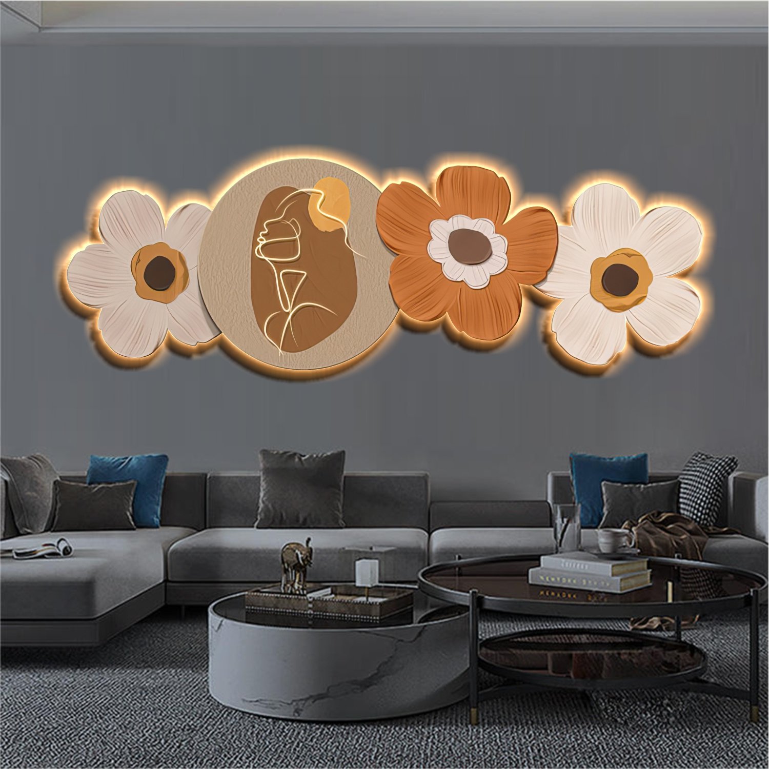 Tranh đèn LED nghệ thuật tráng gương pha lê cao cấp mẫu 303