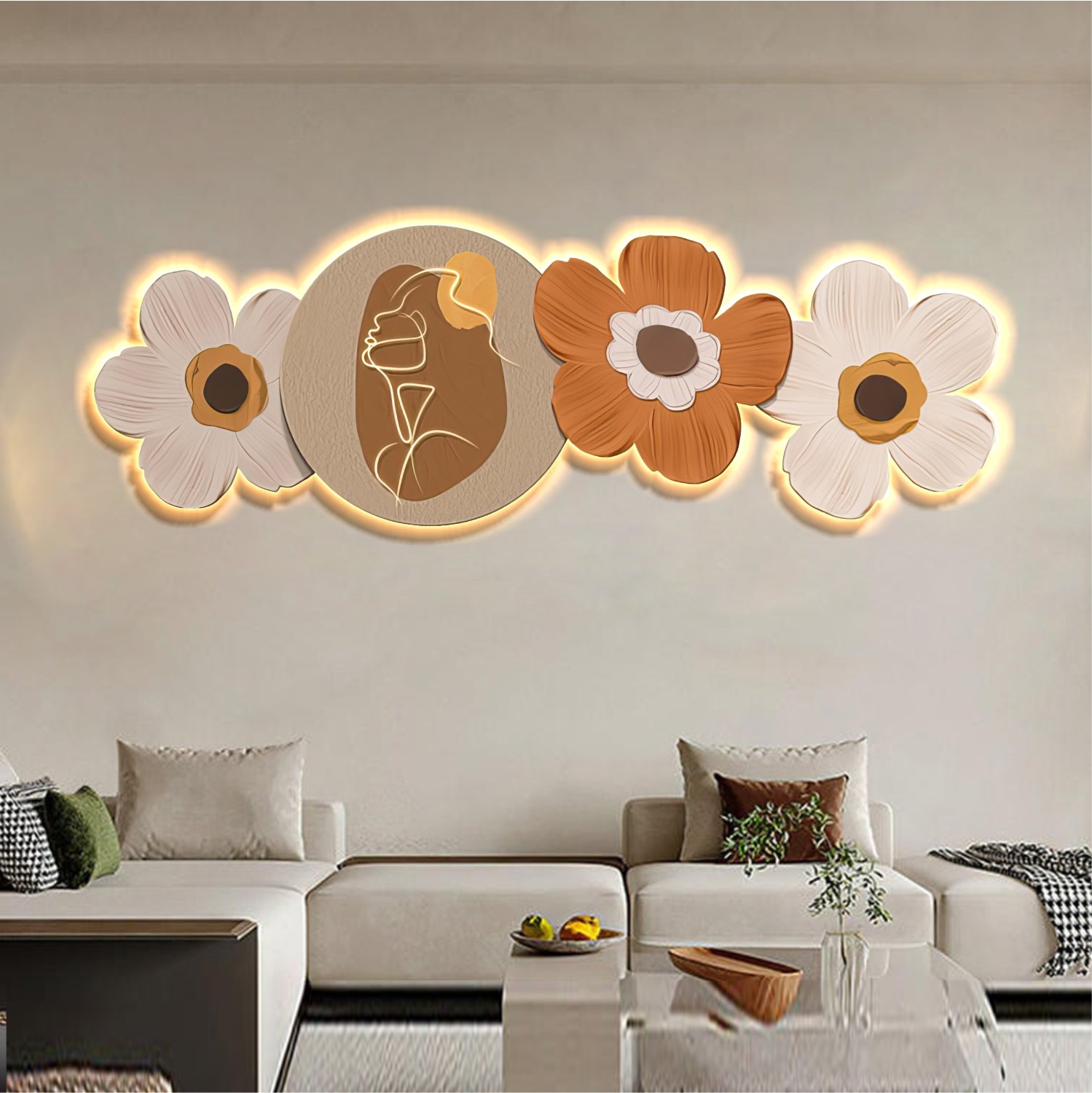 Tranh đèn LED nghệ thuật tráng gương pha lê cao cấp mẫu 303