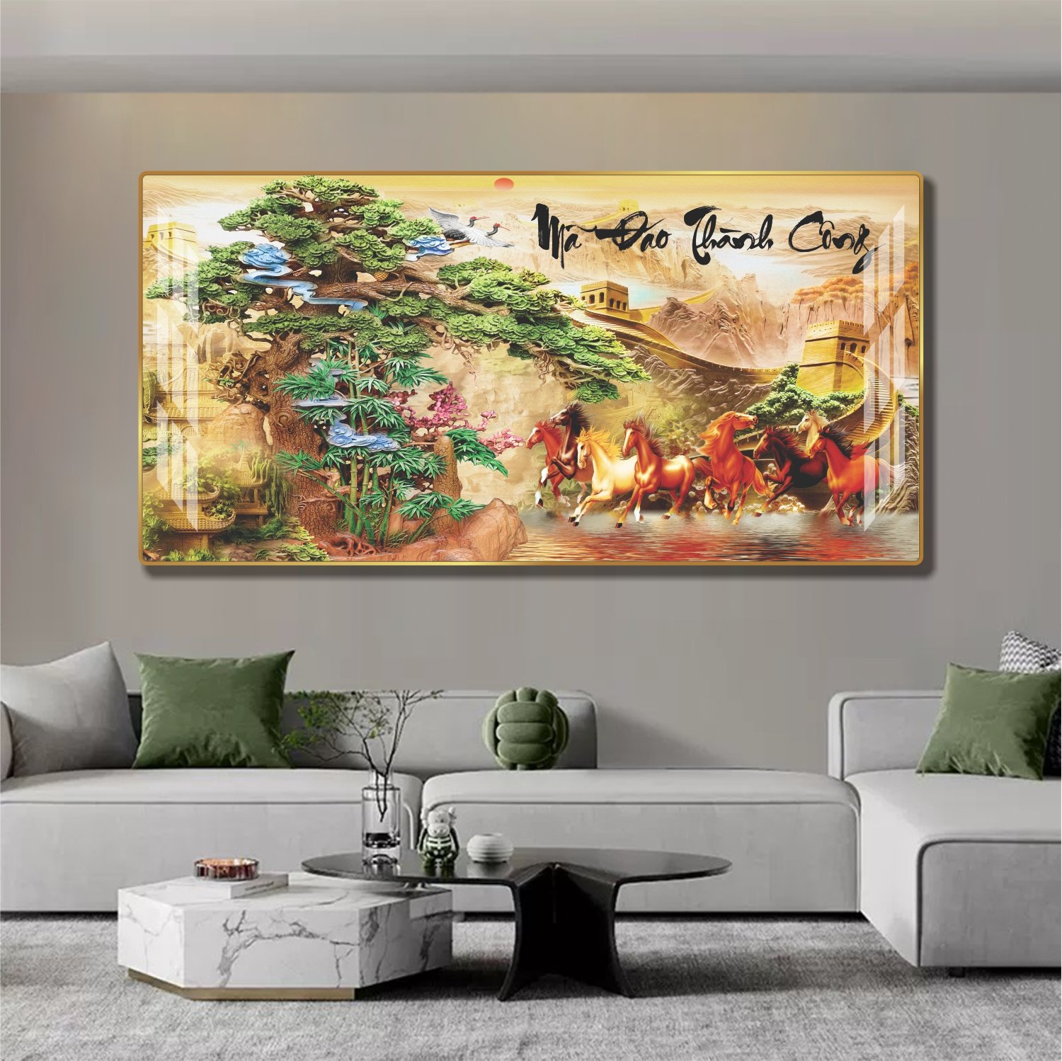 Tranh treo tường ph&ograve;ng kh&aacute;ch m&atilde; đ&aacute;o th&agrave;nh c&ocirc;ng mẫu 4005