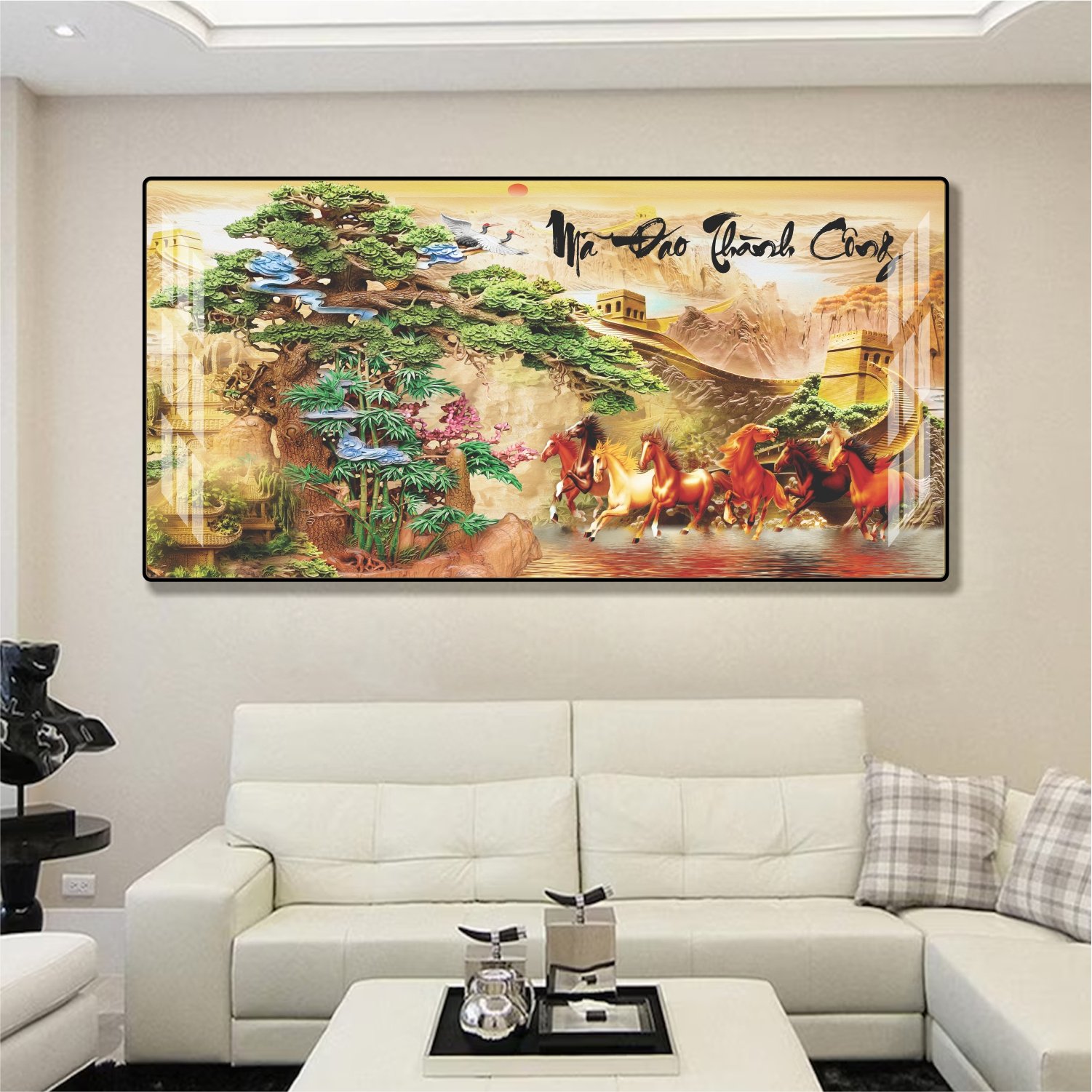 Tranh treo tường ph&ograve;ng kh&aacute;ch m&atilde; đ&aacute;o th&agrave;nh c&ocirc;ng mẫu 4005