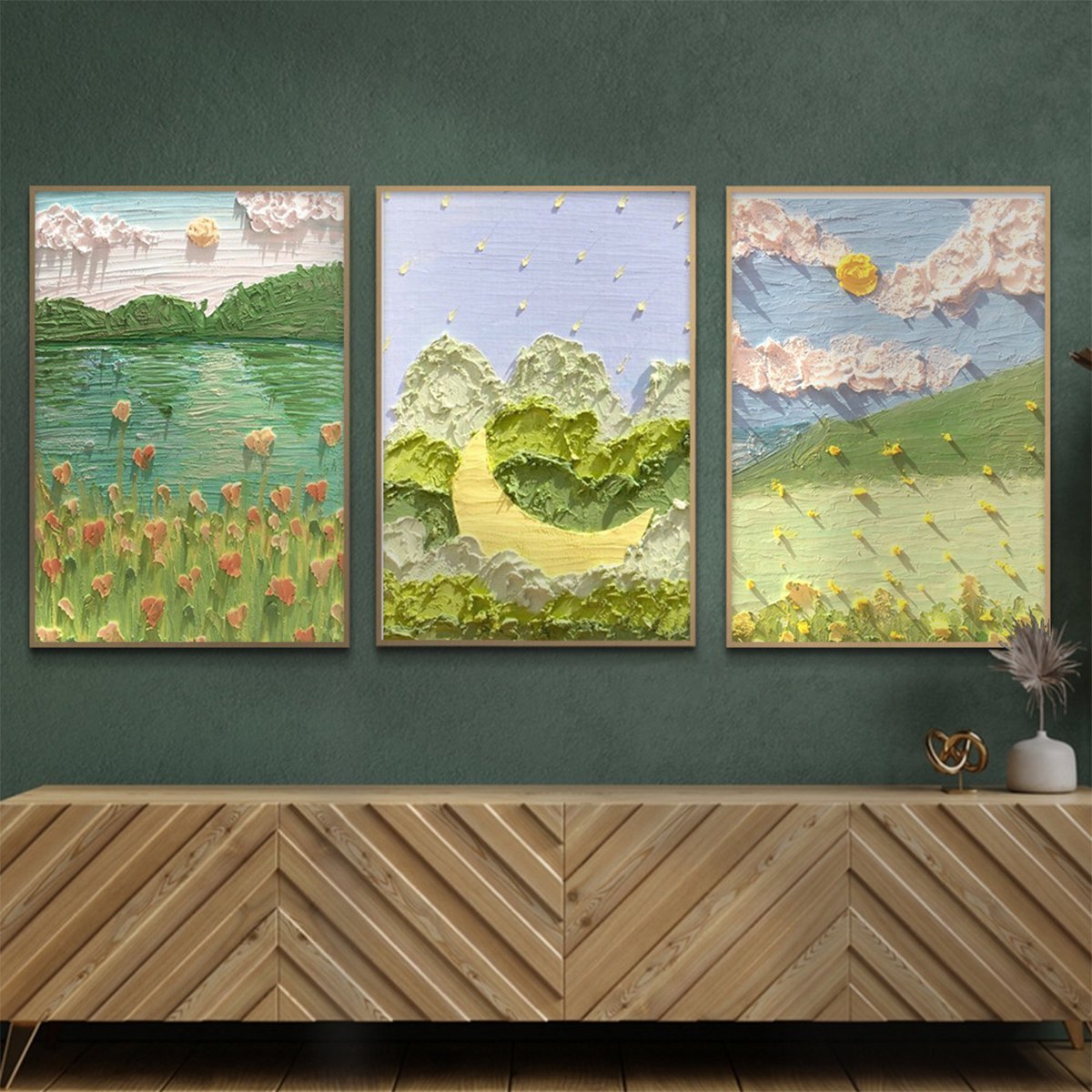 Tranh Treo Tường Hoa V&agrave; Mặt Trăng Nghệ Thuật 3