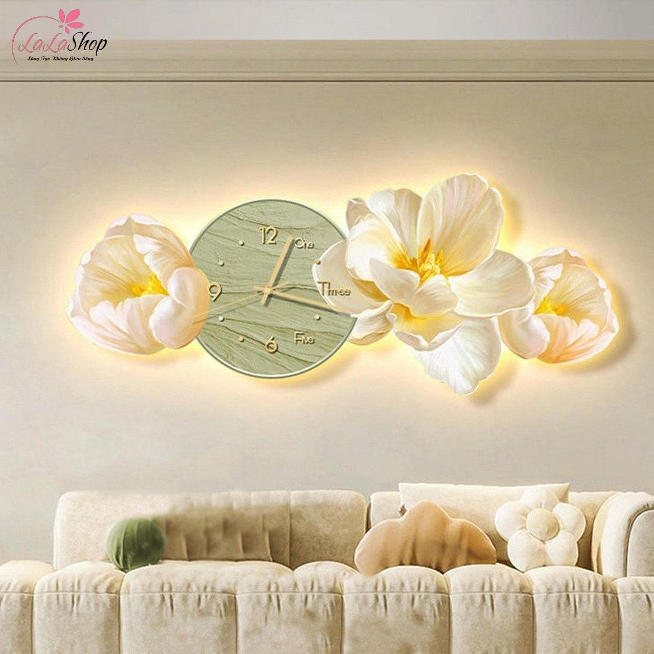 Tranh treo tường - Tranh Đồng Hồ Đèn LED Tráng Gương Pha Lê UV Hoa Nghệ Thuật làm cho phòng ngủ trở nên đặc biệt hơn