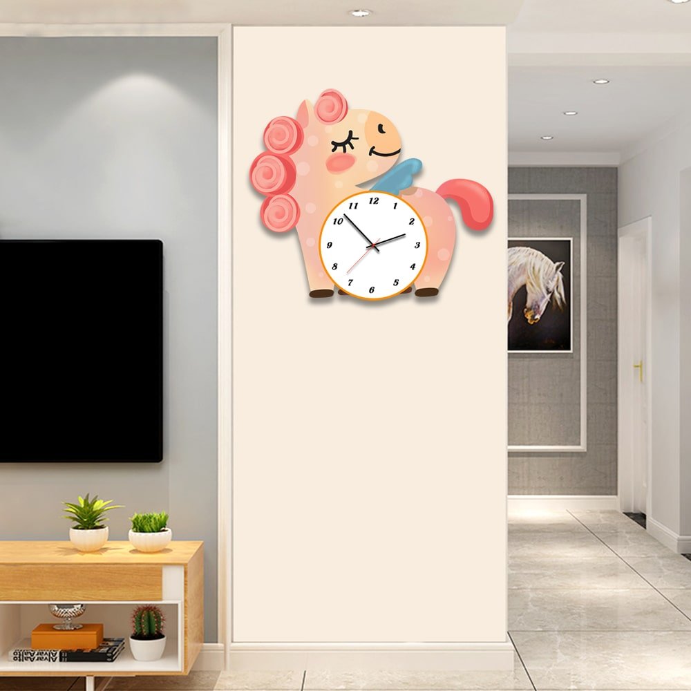 Đồng hồ gỗ treo 12 con gi&aacute;p tuổi ngọ đ&aacute;ng y&ecirc;u, decor ph&ograve;ng si&ecirc;u đẹp, si&ecirc;u cute