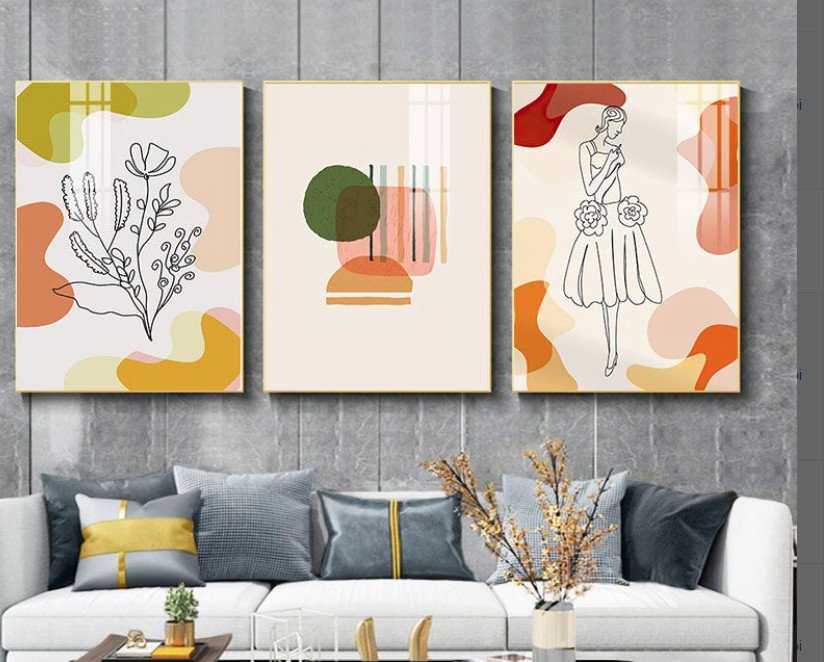 Bộ 3 Tấm Tranh Treo Tường Cô Gái Trừu Tượng Nghệ Thuật 2