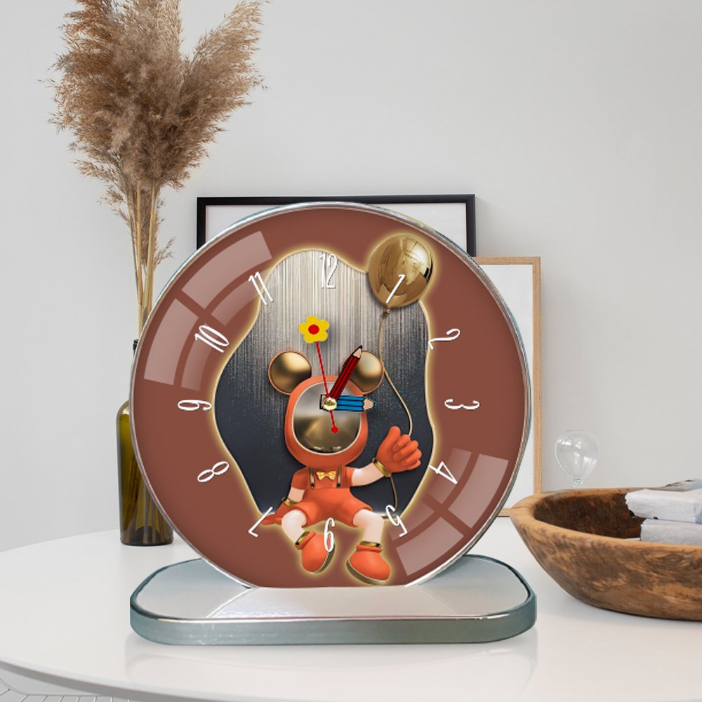 Tranh Đồng Hồ Để Bàn Chuột Mickey Orange Nghệ Thuật