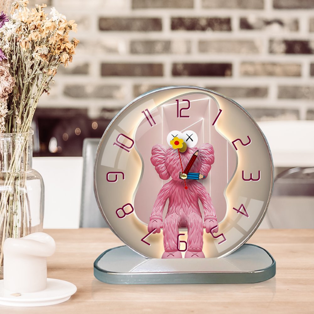 Tranh Đồng Hồ Để Bàn Gấu Kaws Hồng Nghệ Thuật