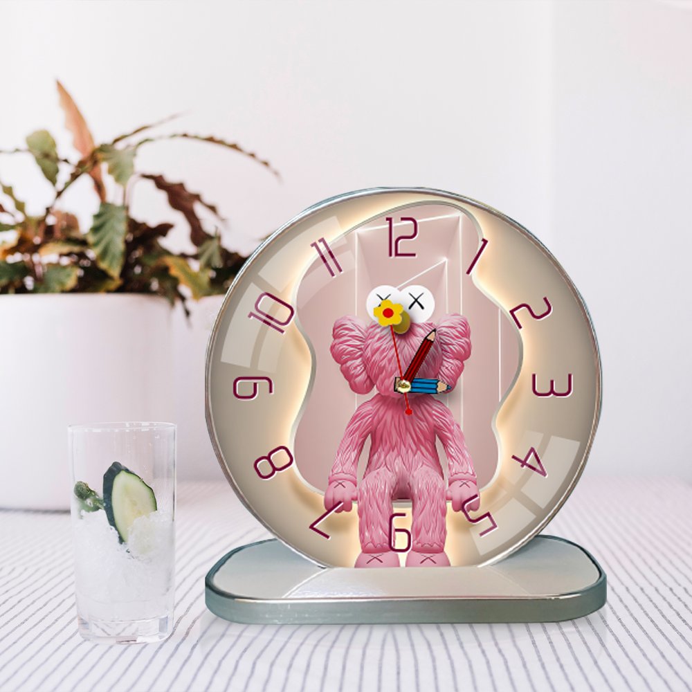 Tranh Đồng Hồ Để Bàn Gấu Kaws Hồng Nghệ Thuật
