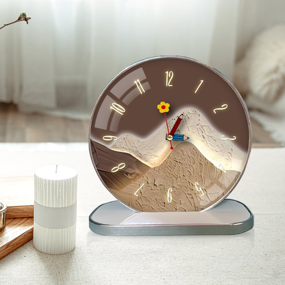 Tranh Đồng Hồ Để Bàn Núi Non Nghệ Thuật
