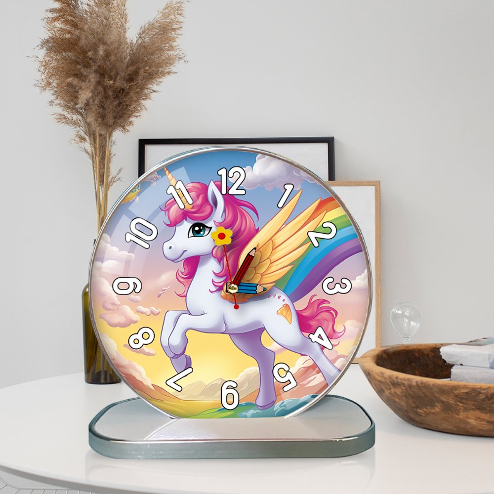Tranh Đồng Hồ Để Bàn Ngựa Thiên Thần Pony Cầu Vòng