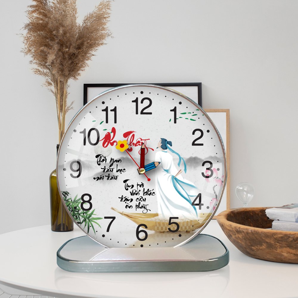 Tranh Đồng Hồ Để Bàn Thư Pháp Ơn Thầy