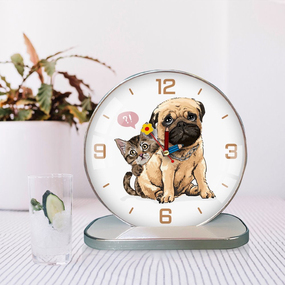 Tranh Đồng Hồ Để B&agrave;n Vintage Pet Cưng