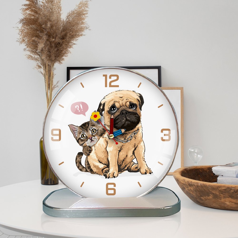 Tranh Đồng Hồ Để B&agrave;n Vintage Pet Cưng