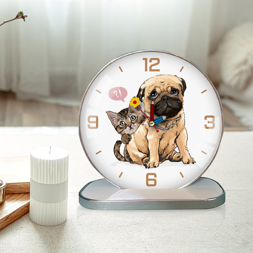 Tranh Đồng Hồ Để B&agrave;n Vintage Pet Cưng