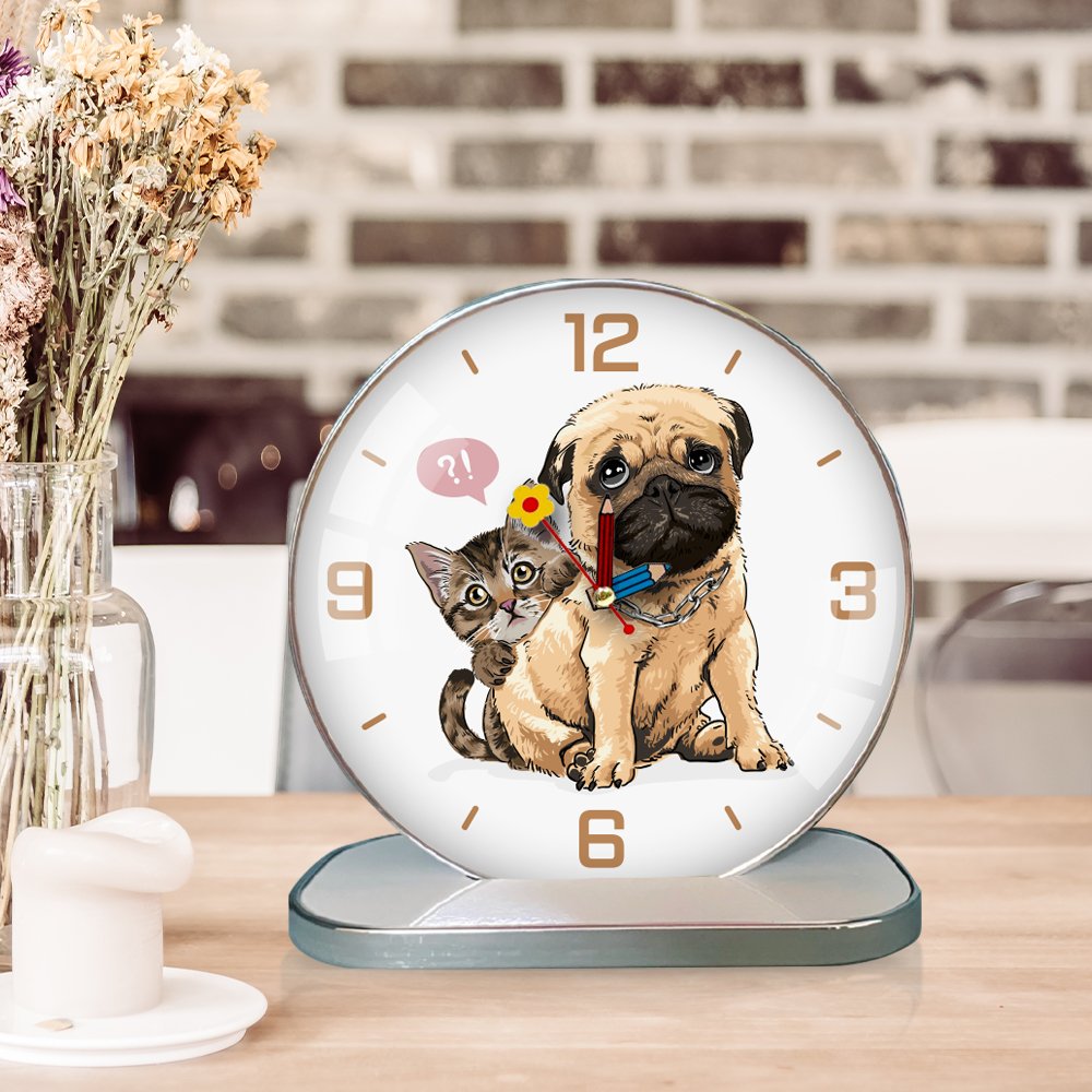 Tranh Đồng Hồ Để B&agrave;n Vintage Pet Cưng