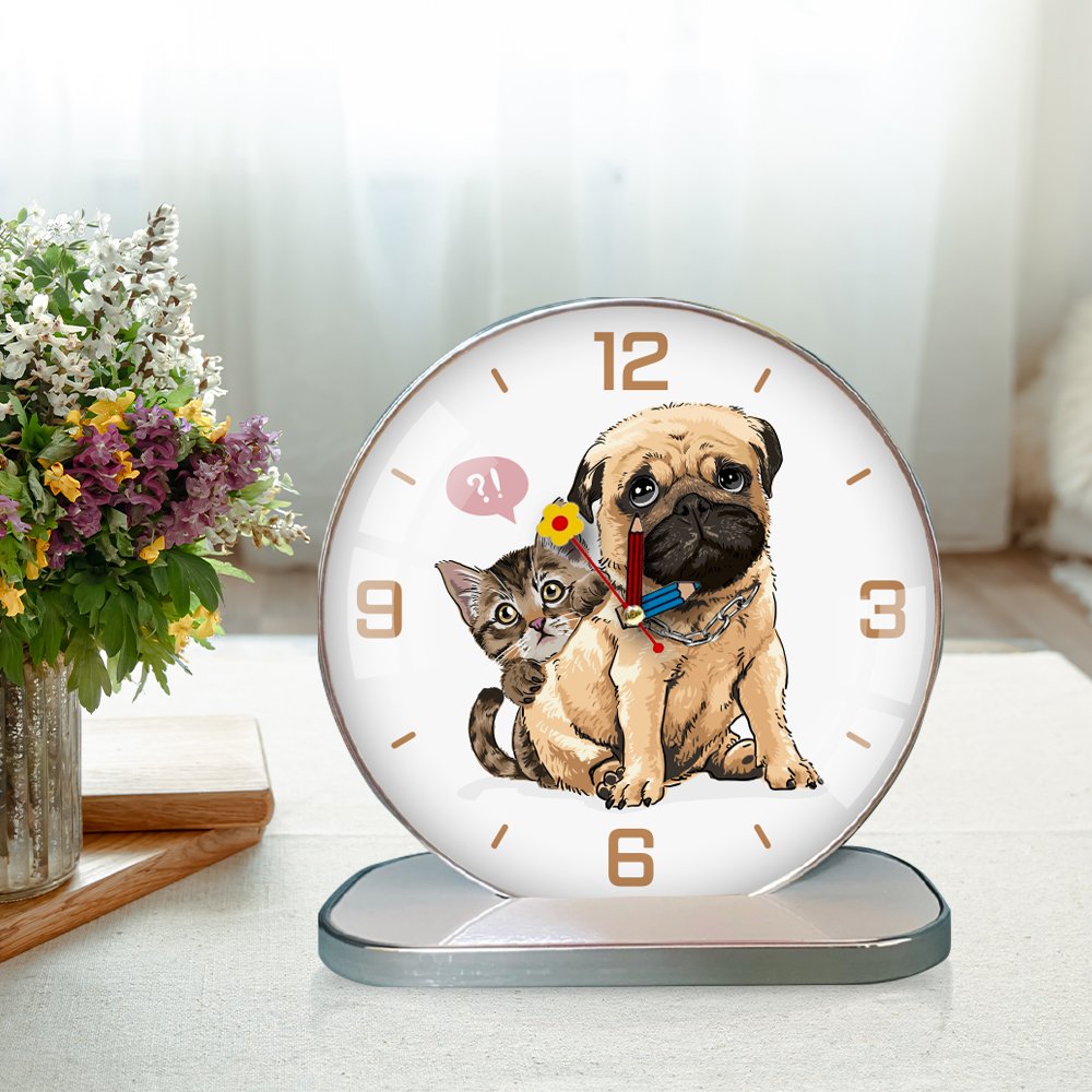Tranh Đồng Hồ Để B&agrave;n Vintage Pet Cưng