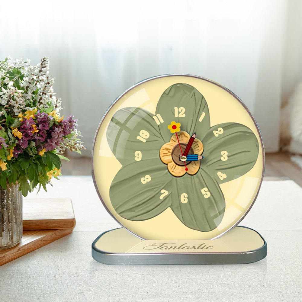 Tranh Đồng Hồ Để Bàn Hoa Xanh Nghệ Thuật