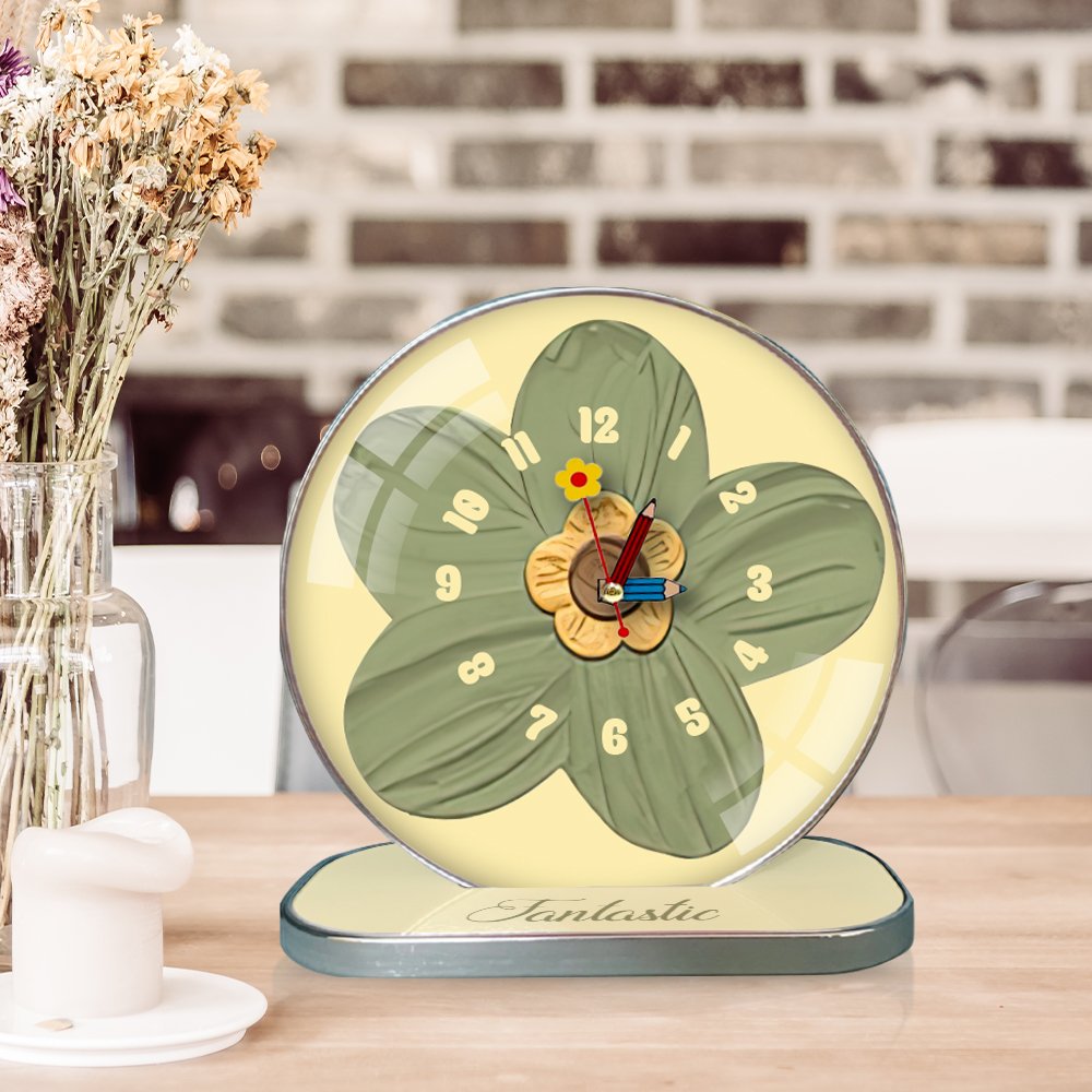 Tranh Đồng Hồ Để Bàn Hoa Xanh Nghệ Thuật