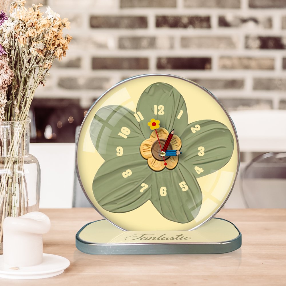 Tranh Đồng Hồ Để Bàn Hoa Xanh Nghệ Thuật