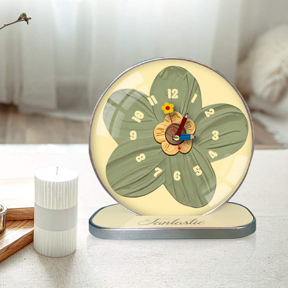 Tranh Đồng Hồ Để Bàn Hoa Xanh Nghệ Thuật