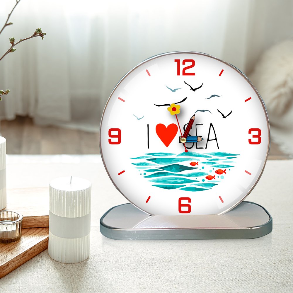 Tranh Đồng Hồ Để Bàn I Love Sea