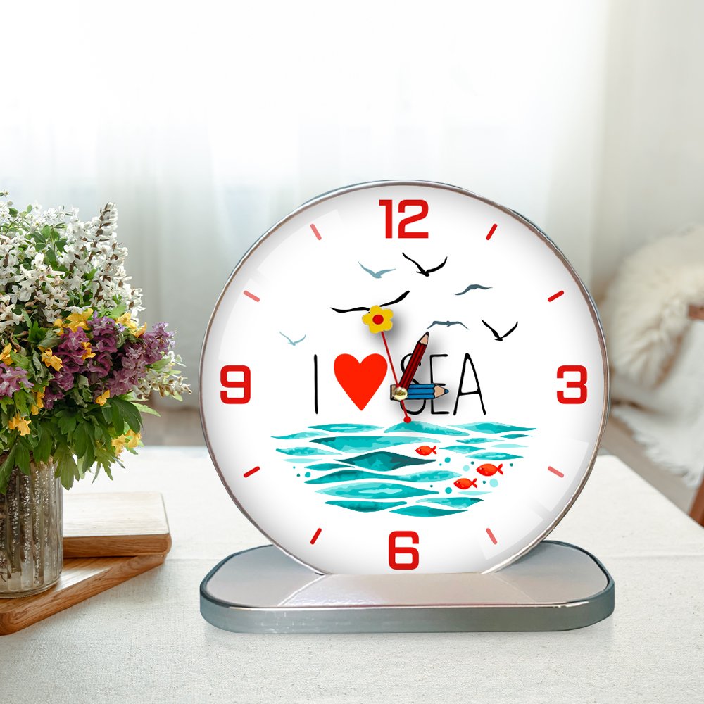 Tranh Đồng Hồ Để Bàn I Love Sea