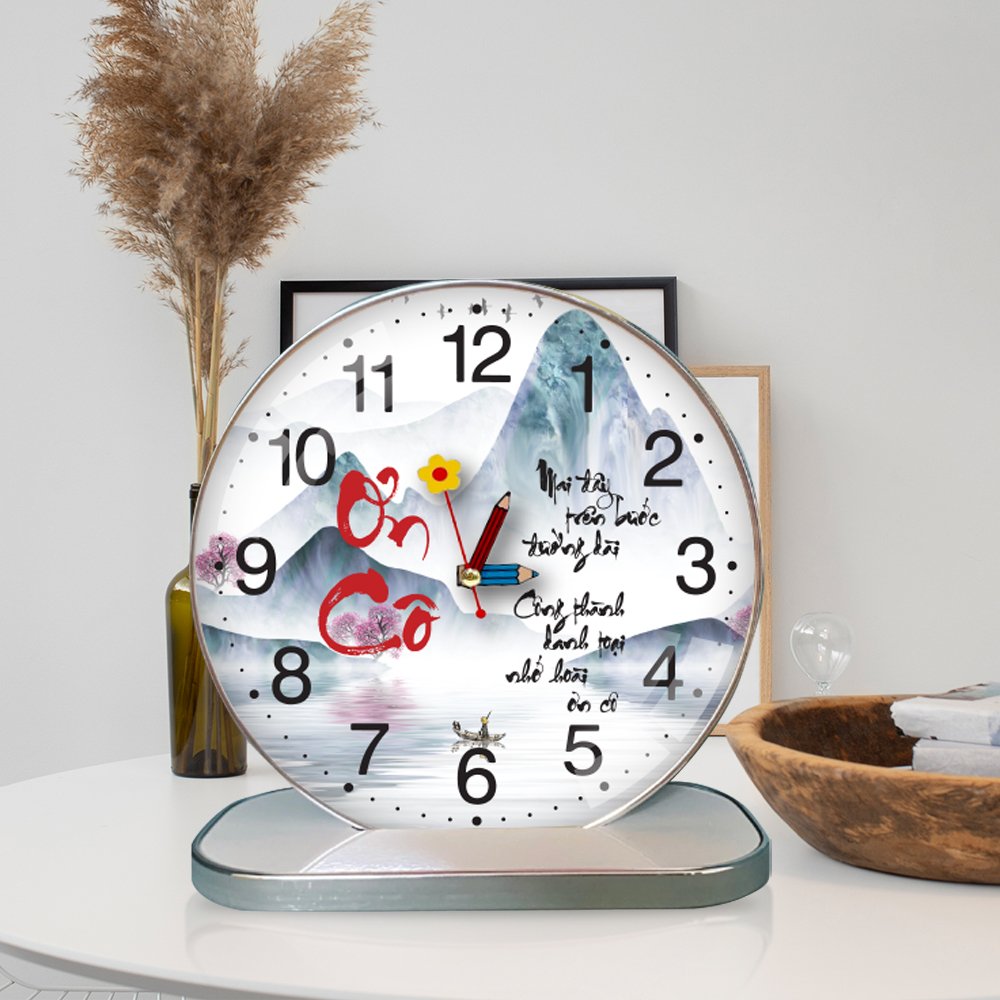 Tranh Đồng Hồ Để Bàn Thư Pháp Ơn Cô